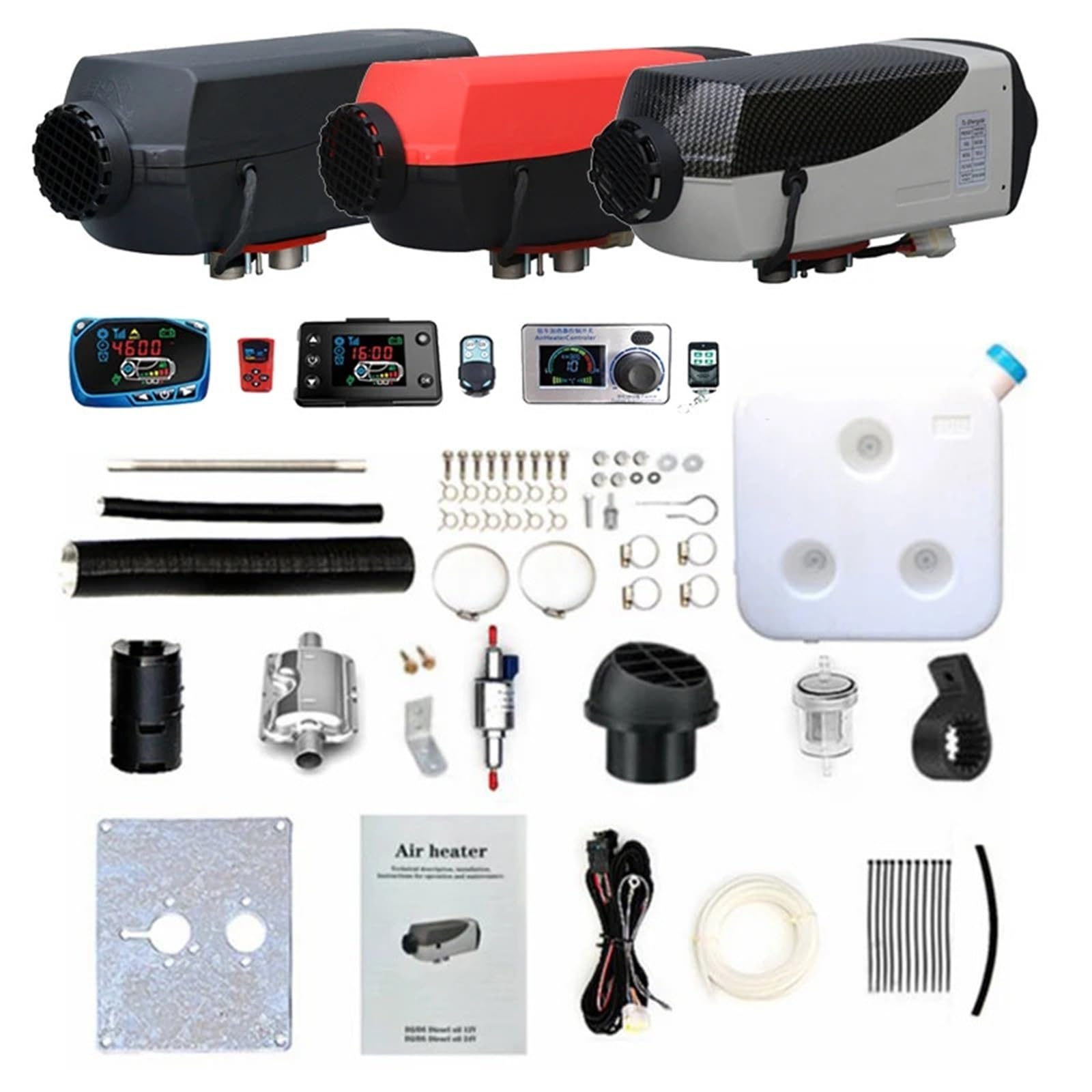 Nagrzewnica postojowa 12V 24V 5kW Diesel Parking Ogrzewanie Samochodowe Klimatyzacja Wyświetlacz LCD Bezprzewodowy Pilot Zdalnego Sterowania Do Ciężarówek nagrzewnica powietrza(12V black LCD)