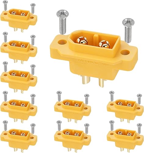 10 conectores macho Amass XT60E, chapados en oro para drones FPV RC bateríaavionesUAVs, adaptador de enchufe Lipo para drones (amarillo)
