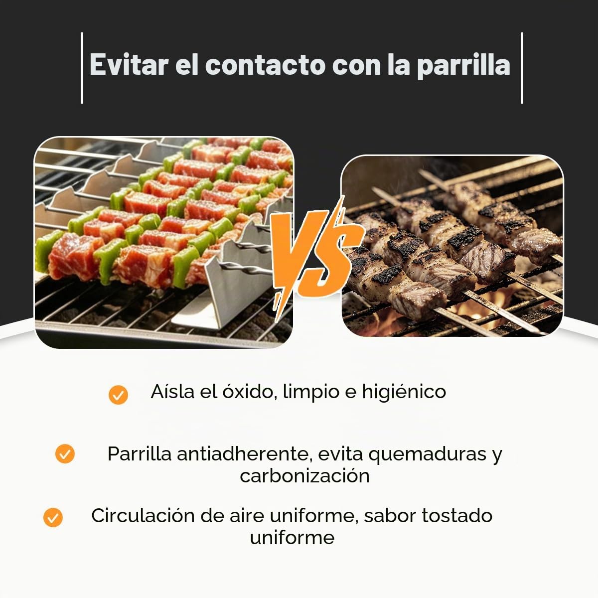 Juego de 30 Brochetas de Barbacoa de Acero Inoxidable de 40cm con 2 Soportes de 9 Posiciones, Pinchos para Barbacoa Reutilizables Planos, Accesorios para Barbacoa de Carbón o Gas