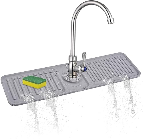 SKitchen - Protector contra salpicaduras para fregadero de 14.5 x 5.5 pulgadas, protector de salpicaduras mejorado para grifo con drenaje