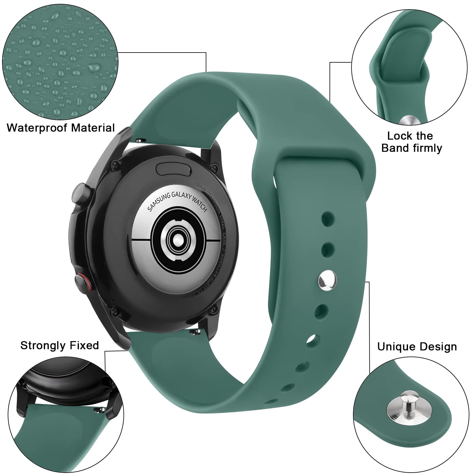 Wanme Bands for Samsung Galaxy Watch 3 Band 41mm Women Men, 4 PACK 20mm Soft Silicone Adjustable Sport Strap Replacement Wristbands for Galaxy Watch 3 41mm (Black+WineRed+White+Gray)