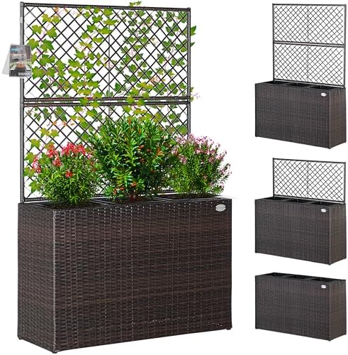 Casaria Jardinière en polyrotin avec Treillis Brun 146 x 83 x 30,...