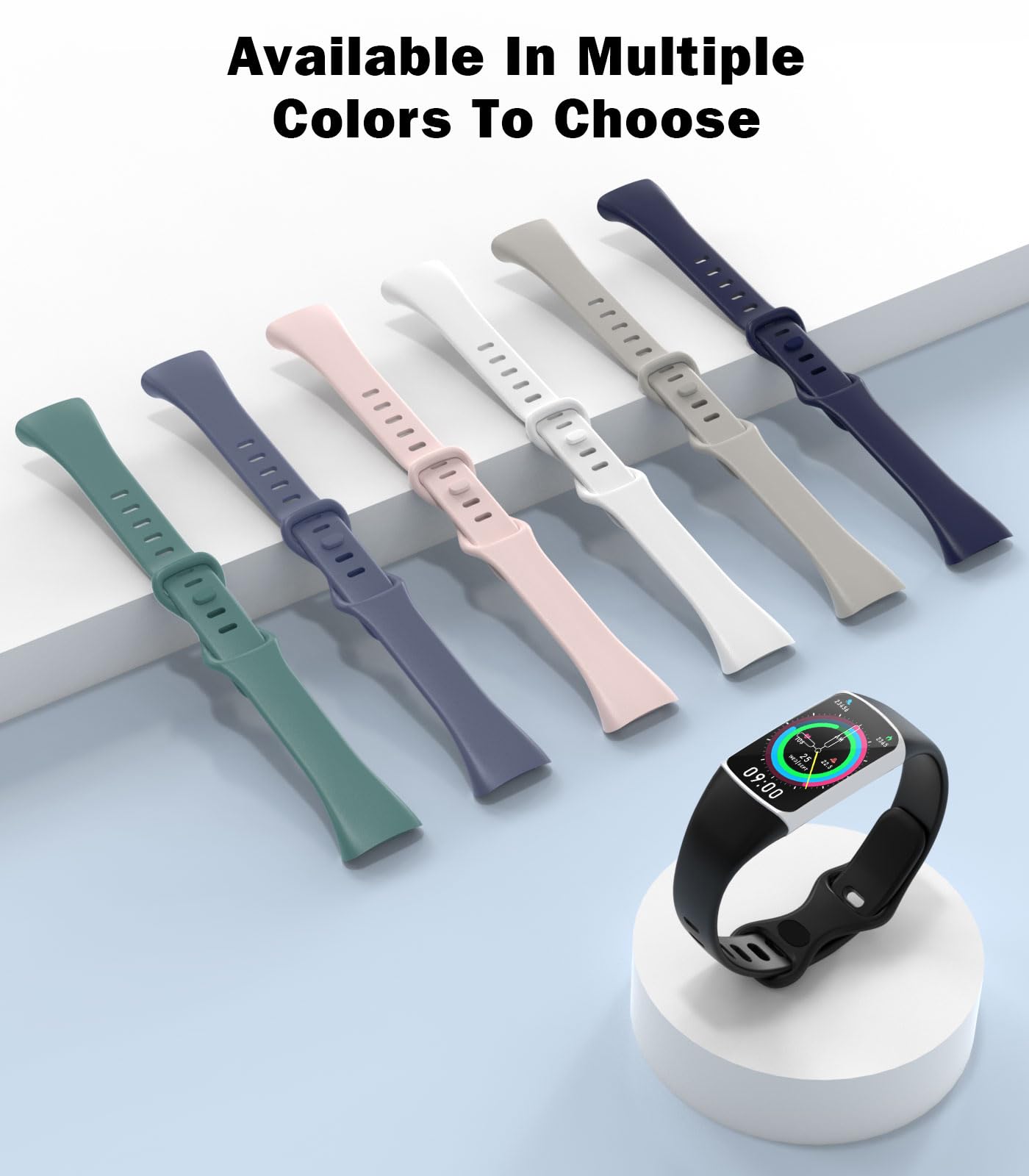 3 Pezzi Cinturino Sottile Compatibile con Fitbit Charge 6/Charge 5 per Donna Uomo, Cinturino Stretto di Ricambio in TPE