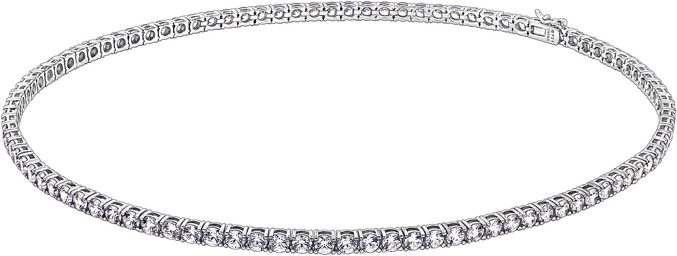 Amazon Essentials Women's Sterling Silver Tennis Necklace with Round Cut Infinite Elements Cubic Zirconia (previously Amazon Collection)