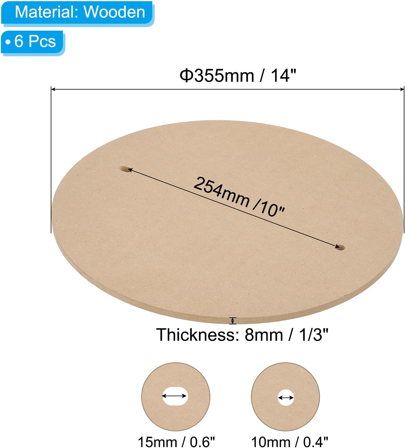 PATIKIL 14" Round Pottery Wheel Bat System, 6 Pcs 1/3" Thick Clay Throwing Head Bats Ceramic Pottery Tools Apart with 10" Pin Holes for Pottery Wheels