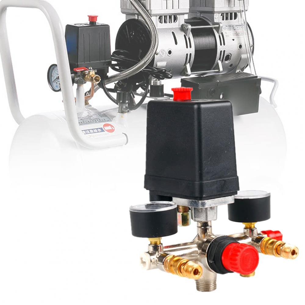 Regulator ciśnienia wody, Przełącznik ciśnieniowy zawór sterujący regulowane złącze 20Mm 90-120PSI wyłącznik ciśnieniowy regulator kolektora manometr do sprężarki powietrza