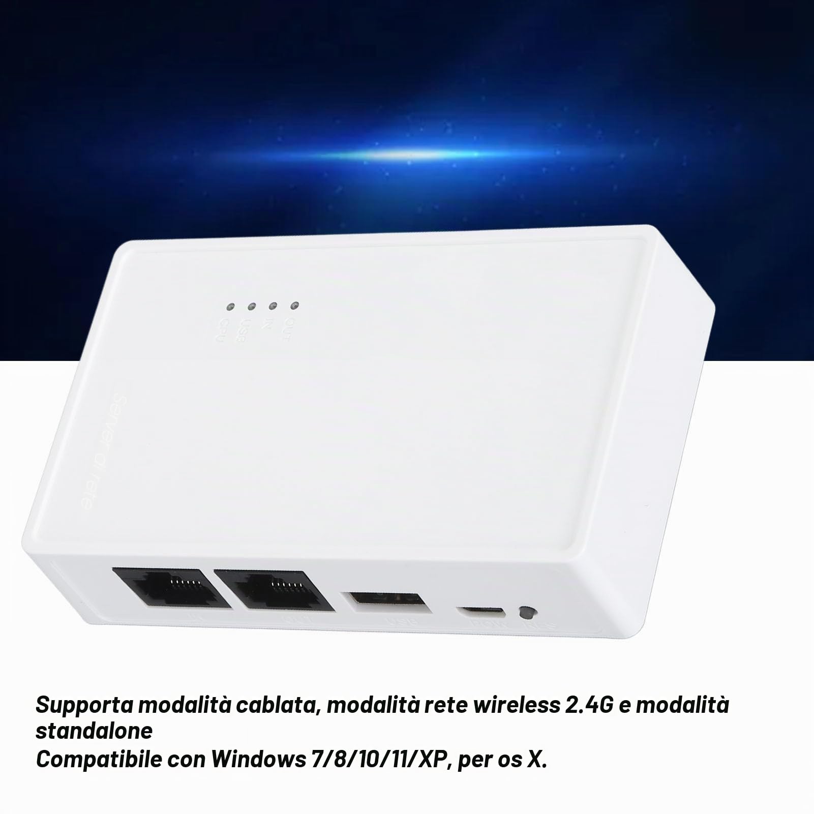Server di Stampa Wireless USB, Uscita Bridge (10/100 Mbps) e Ingresso LAN (10/100 Mbps), Converte la Stampante USB in Rete Ethernet WiFi Wireless per Stampanti OS X