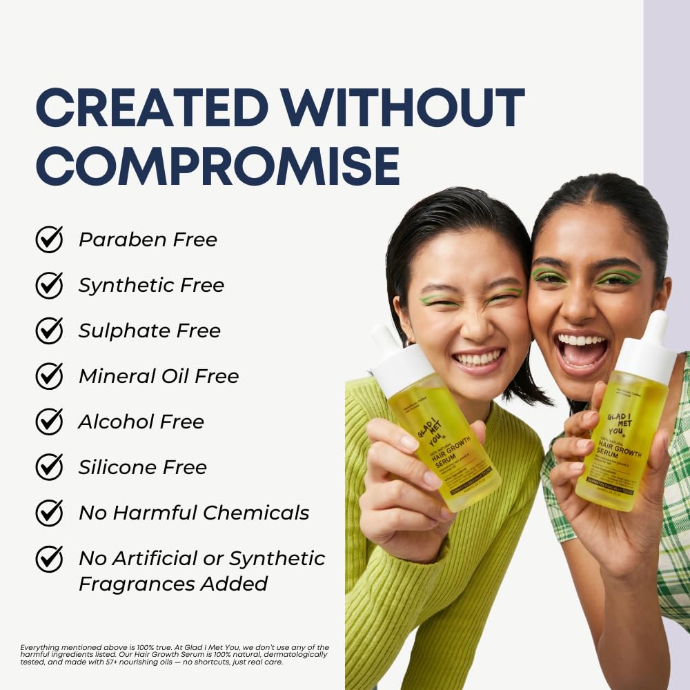 Glad I Met You Hair Growth Serum With Rosemary, Castor, Sunflower + 50 More Active Oils | Hair fall control serum for Men & Women | Promotes Hair Growth | Dermatologically Tested | 10ml 3