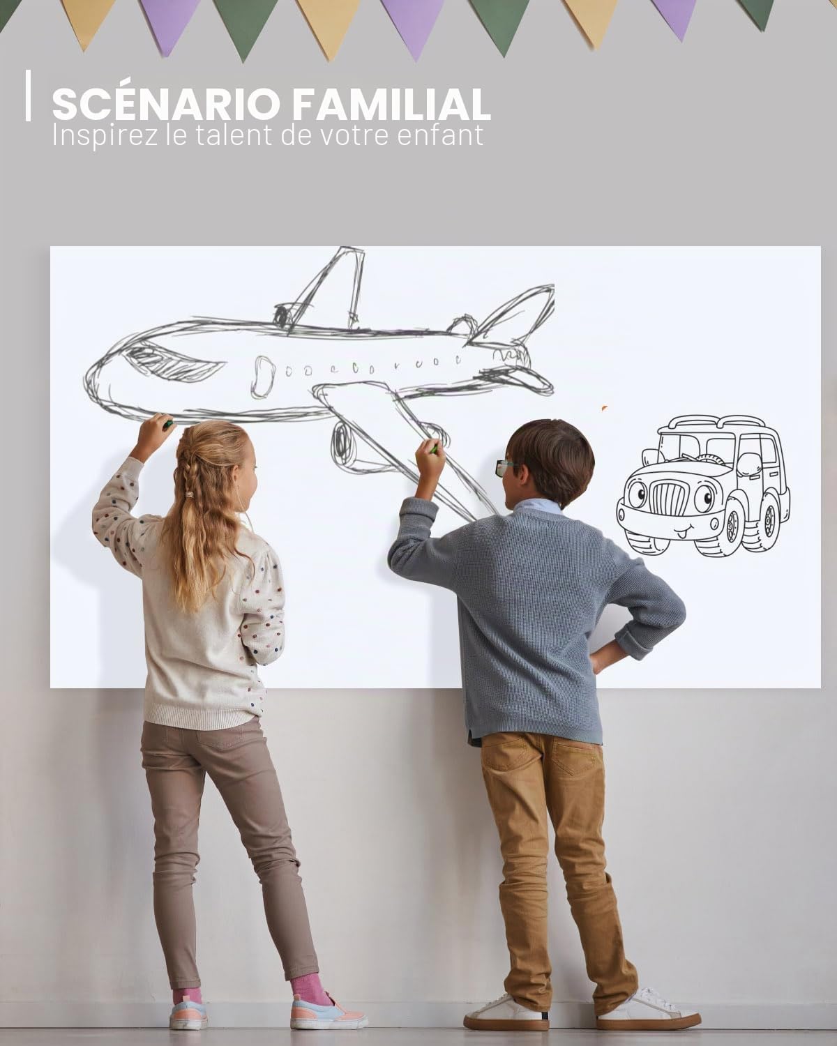 Tableau Blanc Magnétique, Tableau Magnétique Autocollant, Tableau Blanc Effacable Magnetique, Matériau PET Ecologique, Adsorption Magnétique, pour l’école/Bureau/Maison (50×100cm)