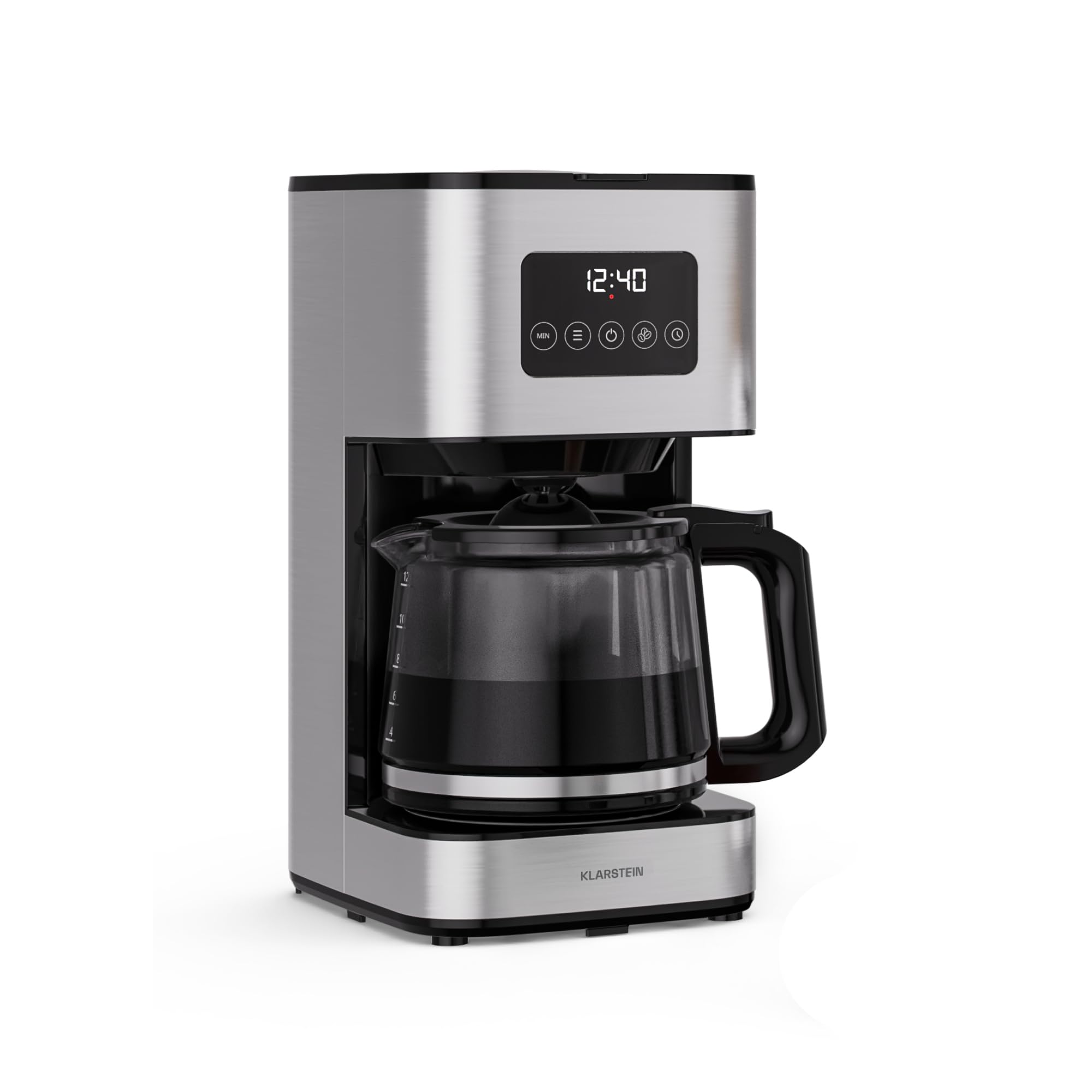 KLARSTEIN Verosteel, cafetière filtre, 1,5 L, acier inoxydable, écran LCD