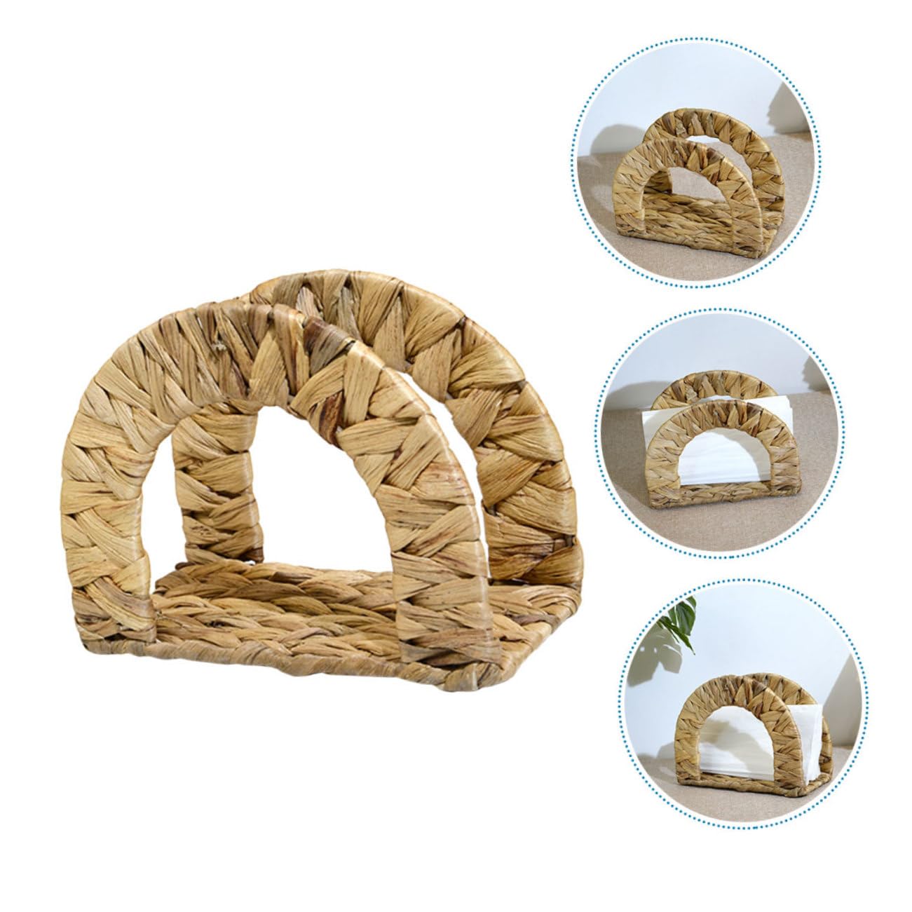 Portatovaglioli da Tavolo Elegante in Giunco Naturale Beige