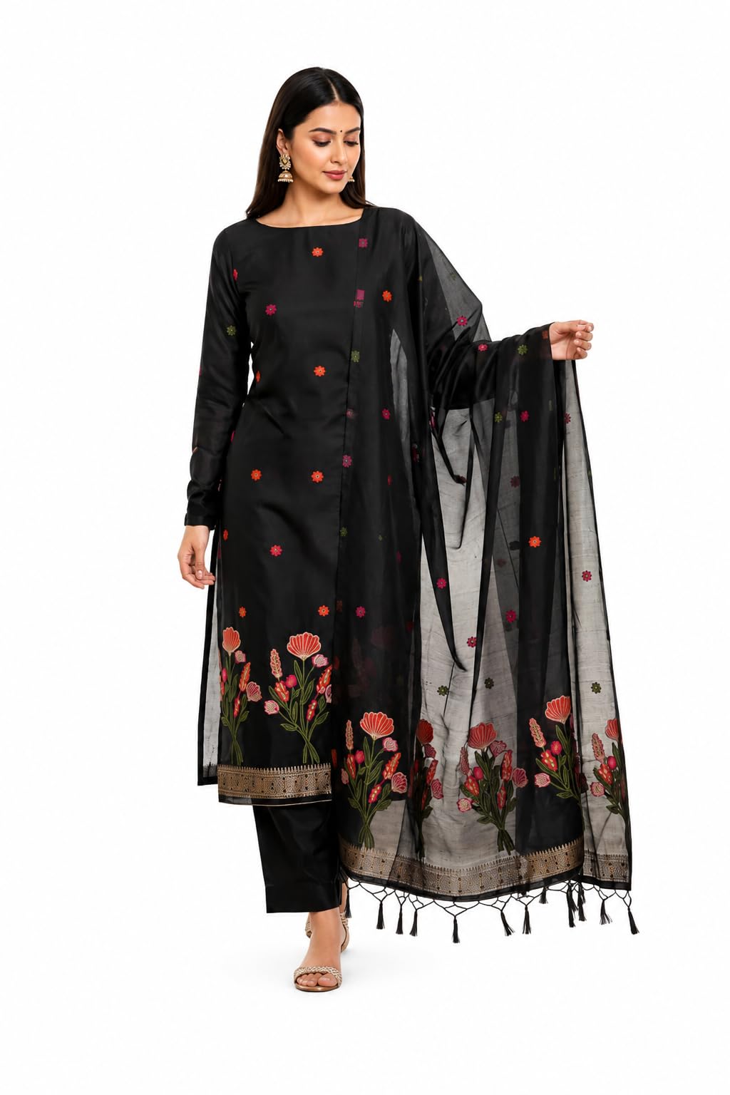 Suits Silky Cotton Tilfi Meena & Zari Woven with Dupatta-image-0