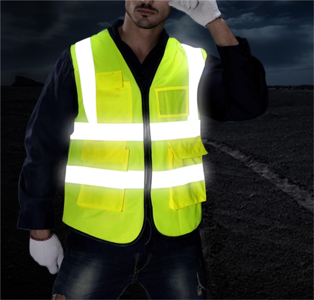 Chaleco de Trabajo de Alta Visibilidad, Chaleco de Trabajo Reflectante Unisex Alta Visibilidad Multicolor(Yellow)