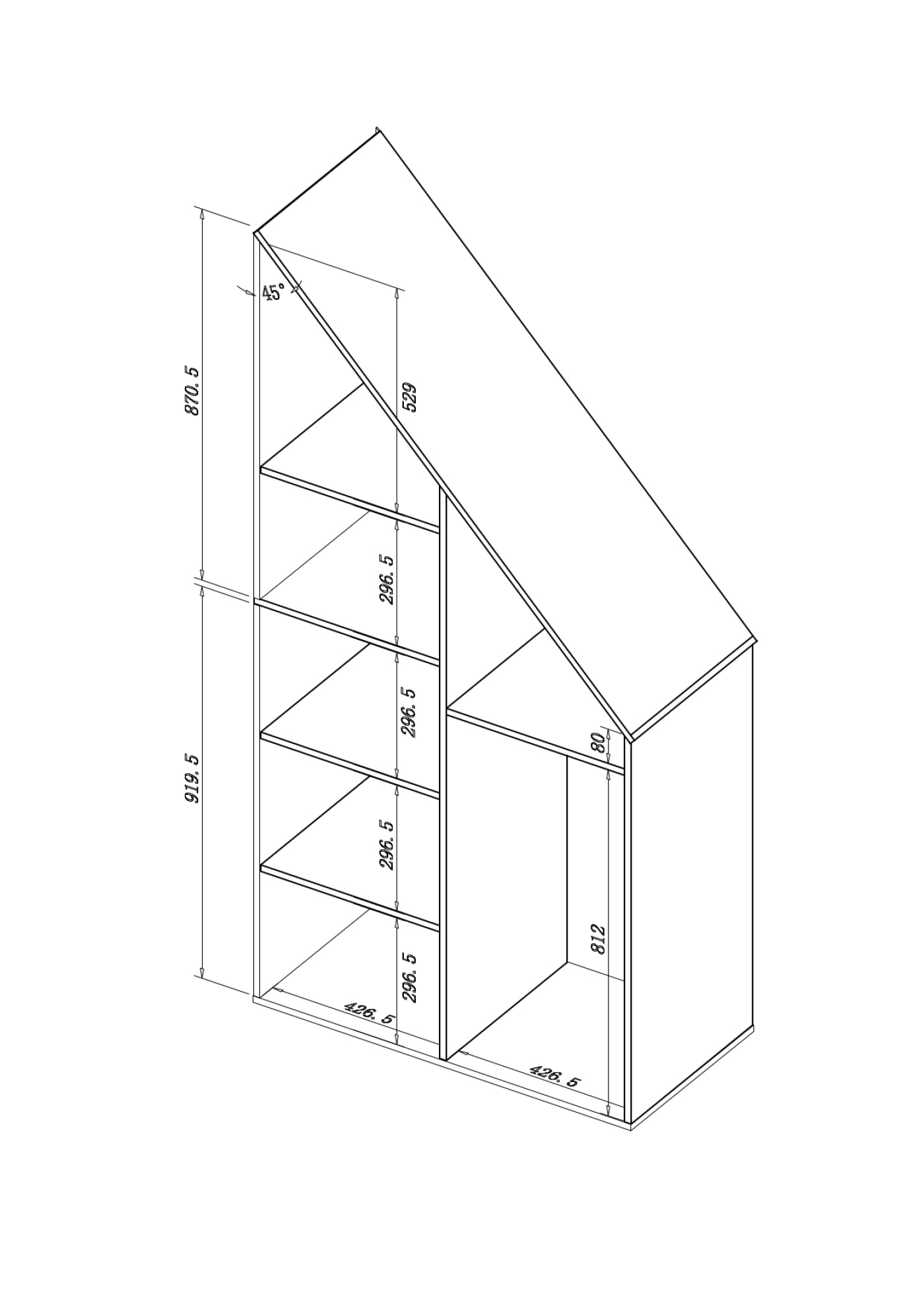 VDD – Fachschrank – Schrägwandschrank – Wandschrank – Weiß – Für Dachschrägen geeignet
