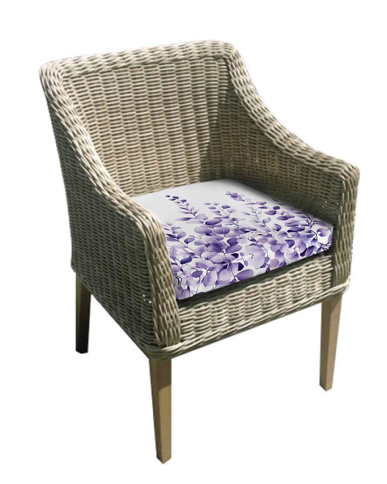 2 Pack Purple Eucalyptus Leaves Waterproof Cushion Covers with Ties, Outdoor Patio Chaise Lounge Chair Seat Cushion Slip Covers Replacement(Only Cover) Watercolor Spring Botanical 22