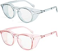 Vista 18 de willochra Paquete de 2 gafas de seguridad antivaho con protección lateral, bloqueo de luz azul, cómodas gafas de laboratorio transparentes