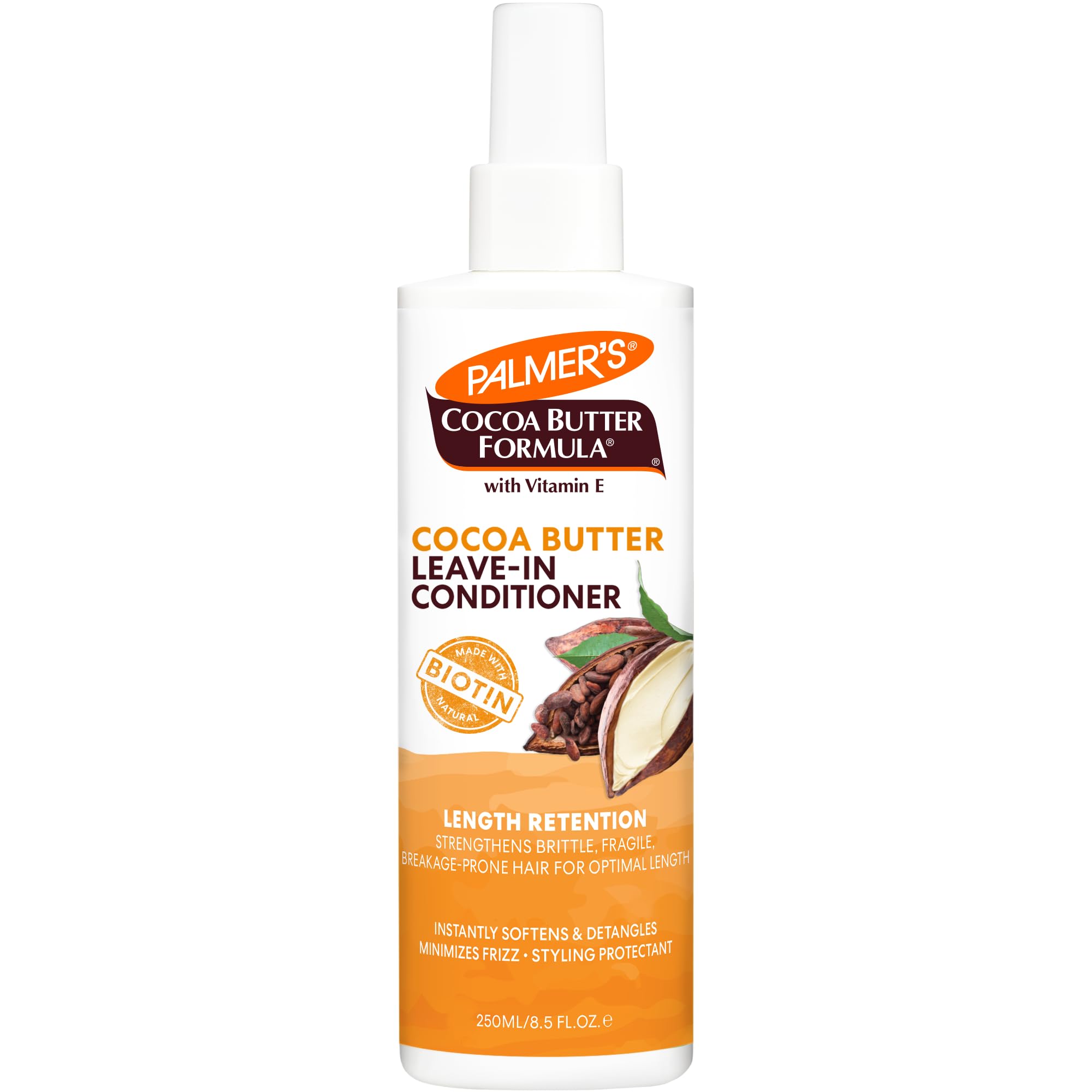 Palmer's Cocoa Butter & Biotin Length Retention Leave-In Conditioner, Strengthen, Minimize Frizz and Detangle Hair, Suitable for All Curly Hair Patterns 8.5 Ounce