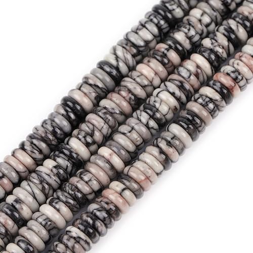 Miniatura 23 de JOE FOREMAN Piedra de ágata negra pulida natural de 0.079 x 0.236 in, disco Heishi Rondelle, cuentas espaciadoras para fabricación de joyas, hebra