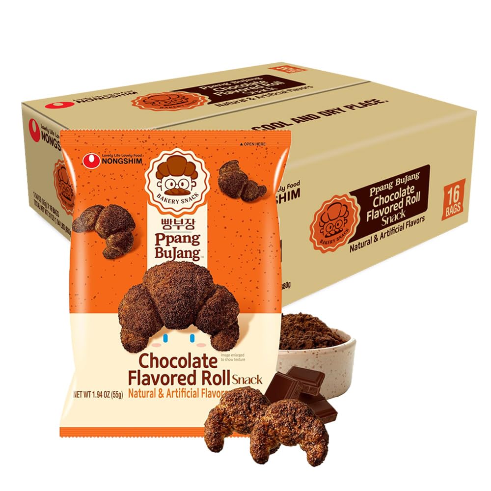 Amazon.com: Nongshim Ppang Bujang Chocolate Roll Snack, Crispy