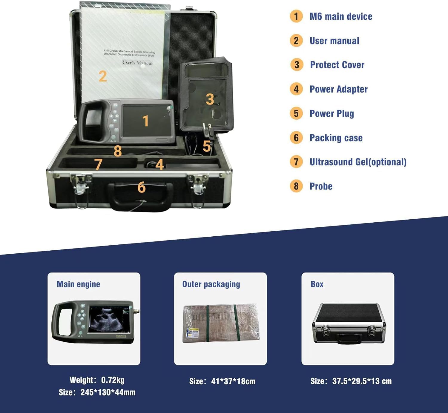 éChographe VéTéRinaire Portable éCran LED 5,7" pour Les Porcs, Les Ovins Et Les Caprins en Gestation. éChographe VéTéRinaire Portable avec Sonde MéCanique
