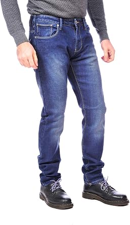 Armani Jeans Men's 7Z Slim Fit Button Fly, Blue Denim, 38