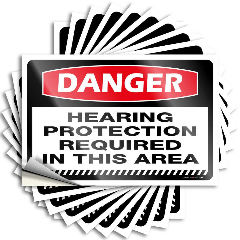 Sticker Custom Cool Bedroom Accessories Waterproof - Danger Hearing Protection Required in This Area Window Self Adhesive Decal for Boys Use(6X9CM)
