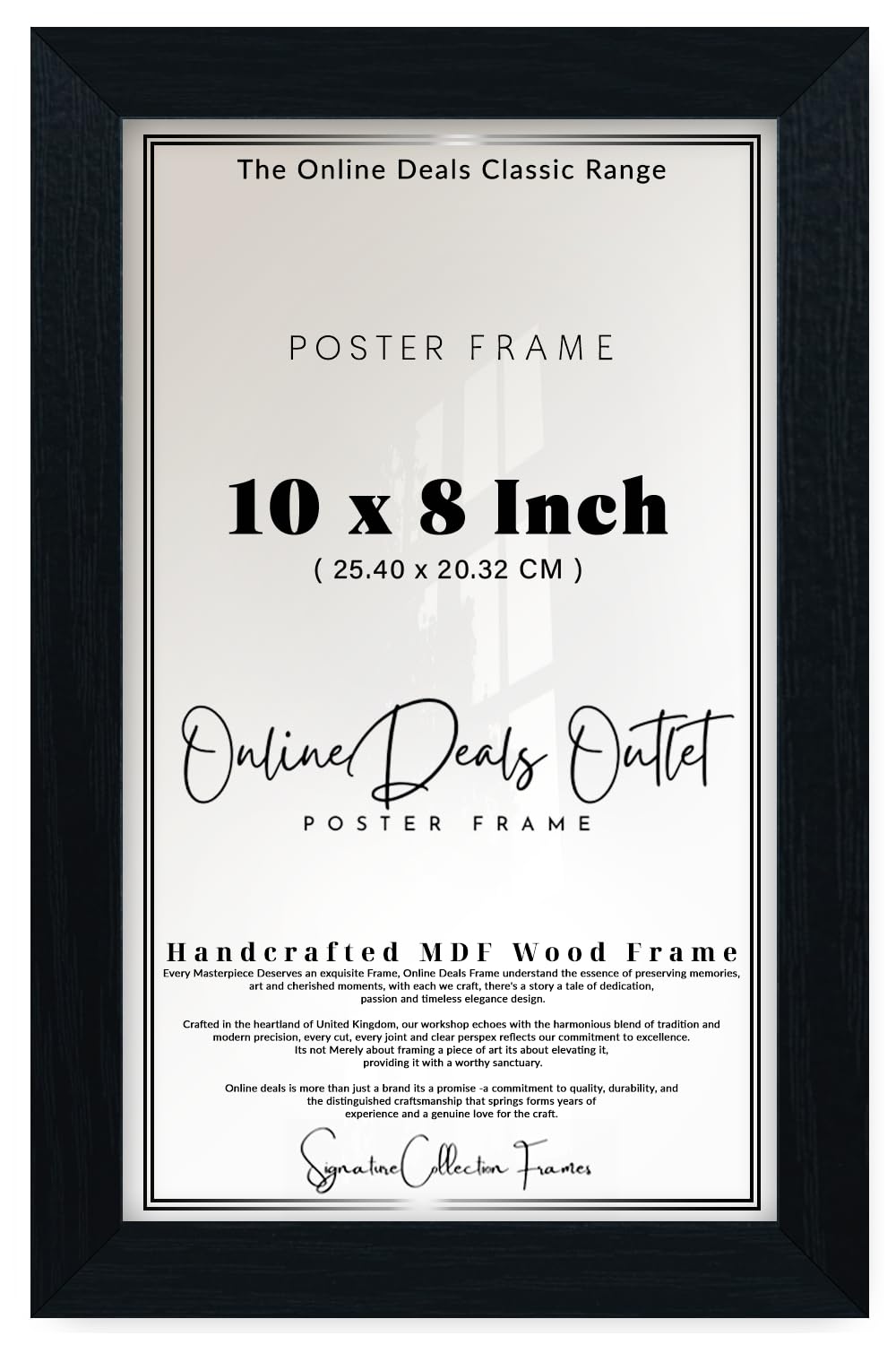 Online Deals | MDF Poster Frame (25.40 x 20.32 CM) No Mount Included for Travel Prints, Aesthetic Wall Décor & Map Posters, Elegant MDF Build, Secure Mounting Hooks [ Black ]