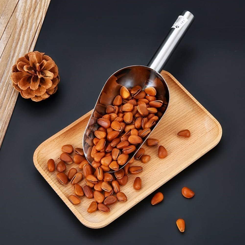 AKAZI Eisschaufel, Edelstahl-Metallschaufeln für Lebensmittel, Popcorn, Süßigkeiten, Eisschaufel für Eismaschine, Silber, 27,2 x 9 cm (11 x 4 Zoll) (Silber 29 x 10 cm (11 x 4 Zoll))