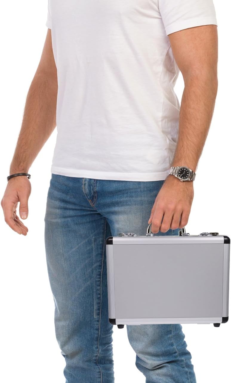 DOITOOL 12.5in Silver Aluminum Briefcase with Lock, Aluminum Briefcase for Men or Women, Metal Hard Case with Foam for Travelers Luggage Craftsman Travel Cash (12.5x9x4.3 Inch) - Image 3