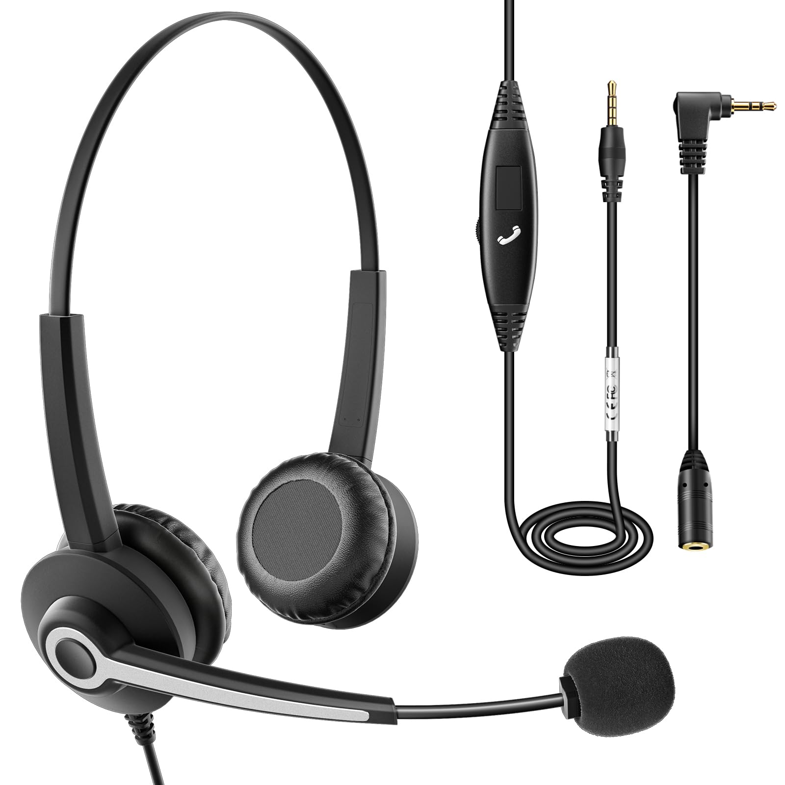 Amazon.co.jp: Wantek ヘッドセットPC用 3.5mm 両耳 ノイズキャンセ