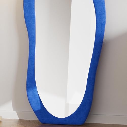 Miniatura 4 de JAWGLOW Espejo de longitud completa, espejo de pared de 63 x 24 pulgadas, espejo de longitud completa irregular, espejo de piso para colgar o apoyar