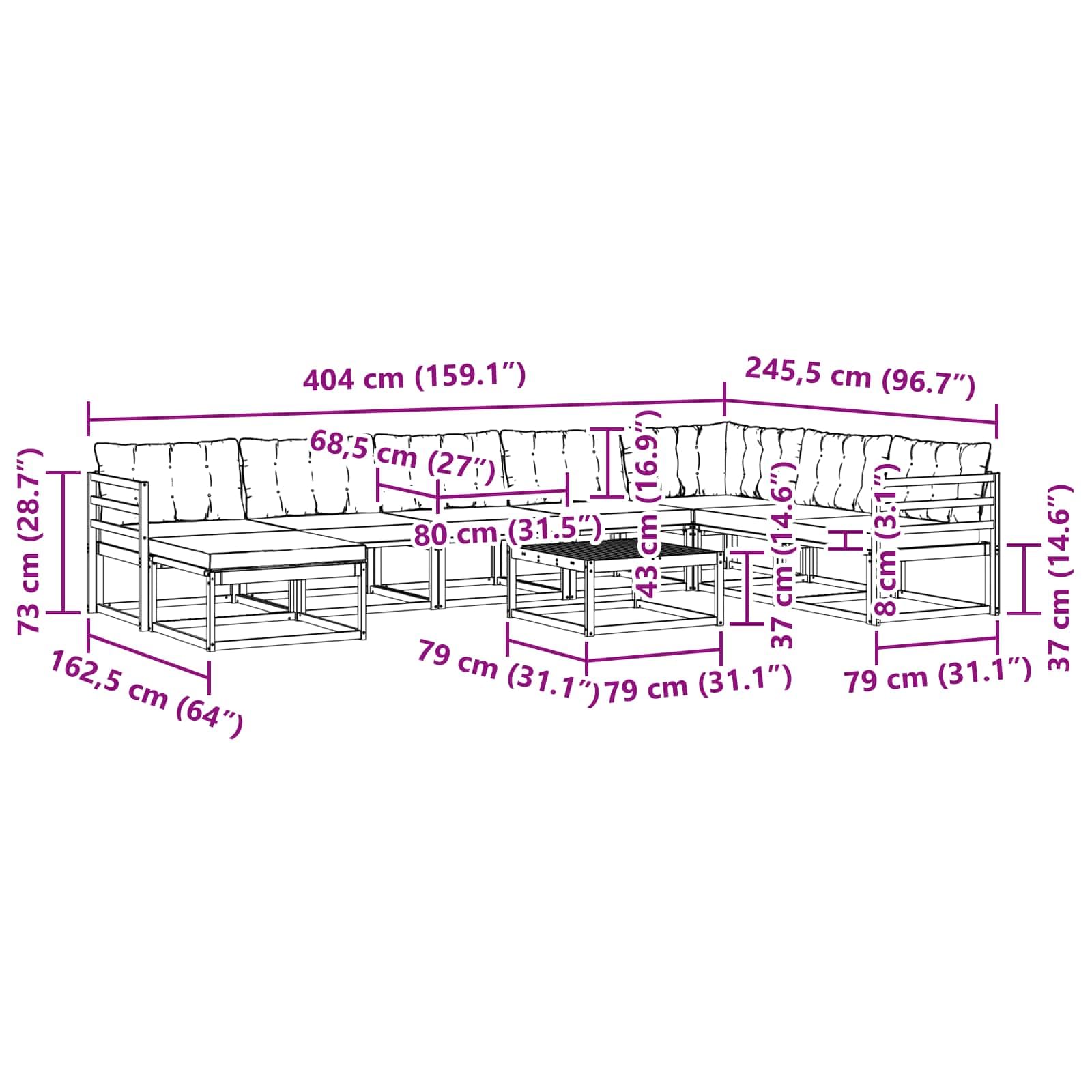 vidaXL Conjunto de sofás de Exterior con cojín 9 pcs Natural y Beige, Muebles de jardín Modernos, sofá Resistente, salón al Aire Libre, Asientos para terraza
