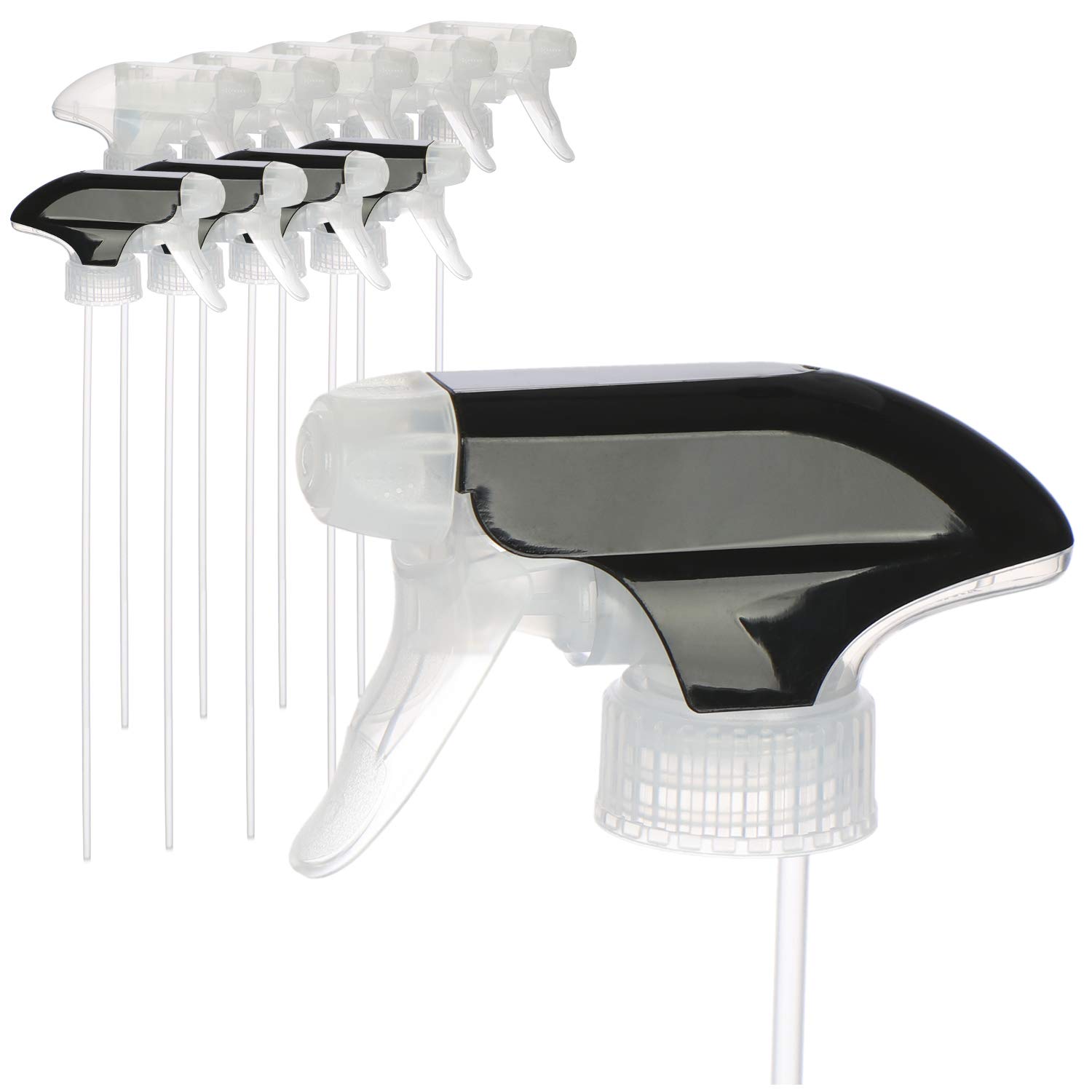 COM-FOUR® Nasadka natryskowa 10x do butelek z rozpylaczem - glowica natryskowa wykonana z tworzywa sztucznego z recyklingu - opryskiwacz z gwintem 28/400 (przezroczysty/czarny)