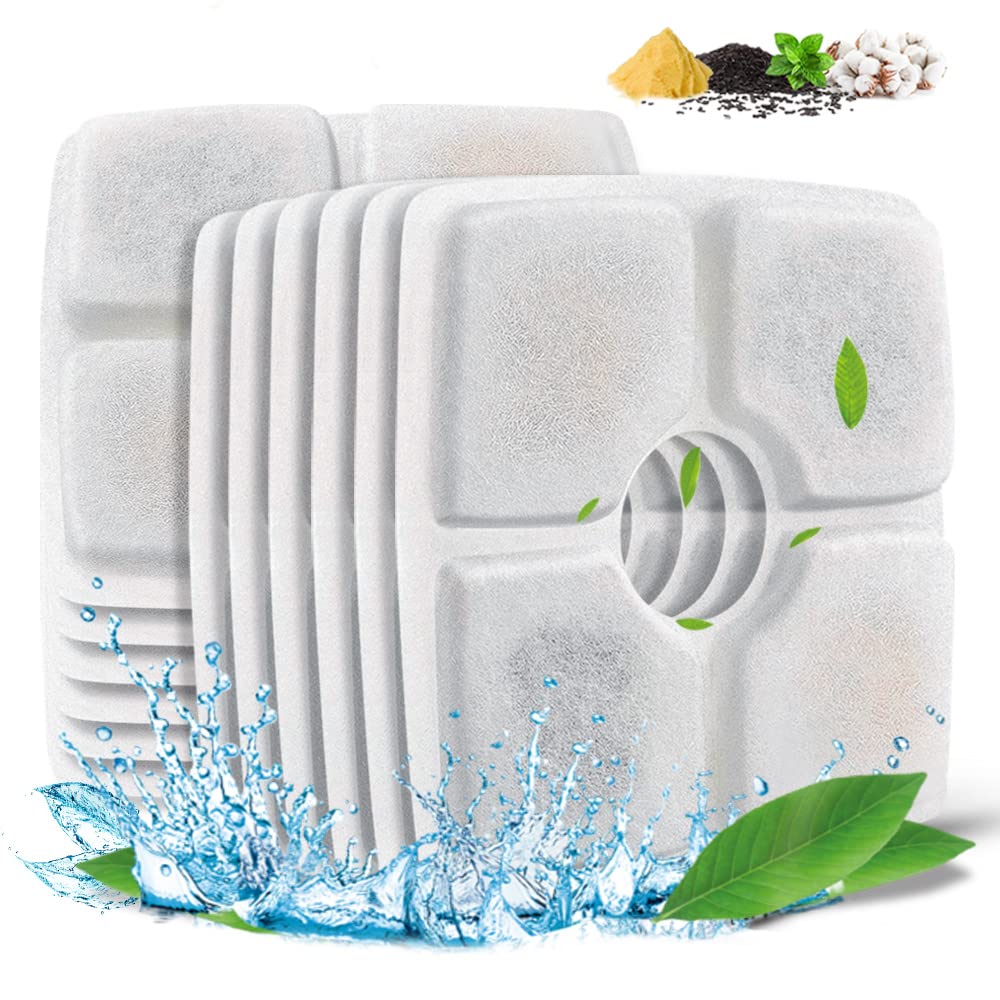 Comsmart Pet Fountain Filter Set, 3 Triple Filtration System Replacement Cat Water Fountain Filters for Square 84oz/2.5L Automatic Pet Fountain Cat