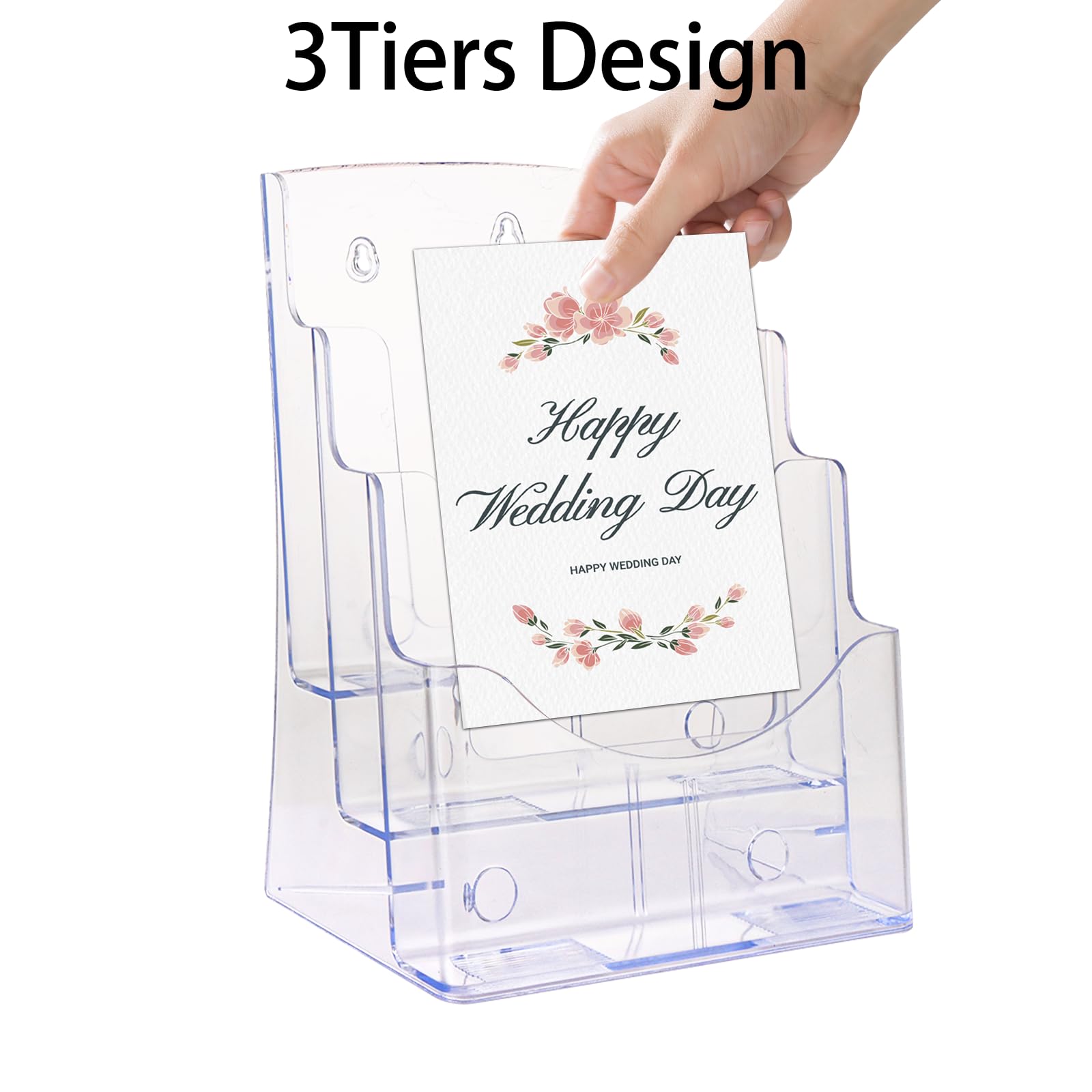 2 supporti per brochure A4, 23,5 x 20 x 34 cm, supporto per opuscoli A4, 3 ripiani, supporto da parete o da scrivania, per letteratura, opuscoli, menu, volantini, riviste