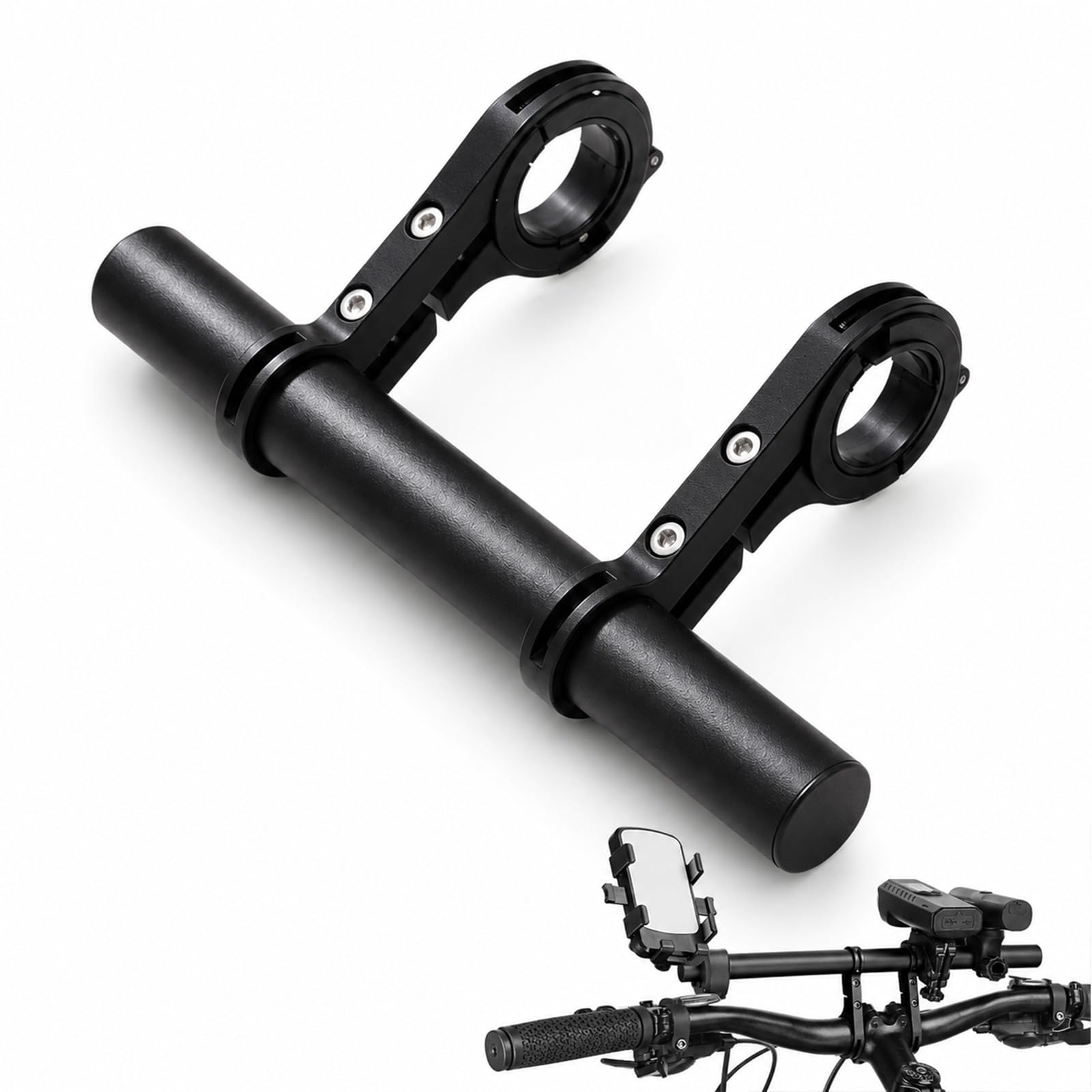 Solvind 30cm Universal Bike Handlebar Extender, Adjustable Aluminum Alloy Bicycle Handlebar Extension Rack for Phones Camera GPS Flashlight Computer, Fits 21.5-33mm Handlebars