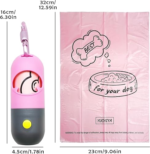 Miniatura 5 de Soporte para bolsas de excremento de perro con linterna LED, dispensador de bolsas de basura para mascotas para correa, contenedor de bolsas para