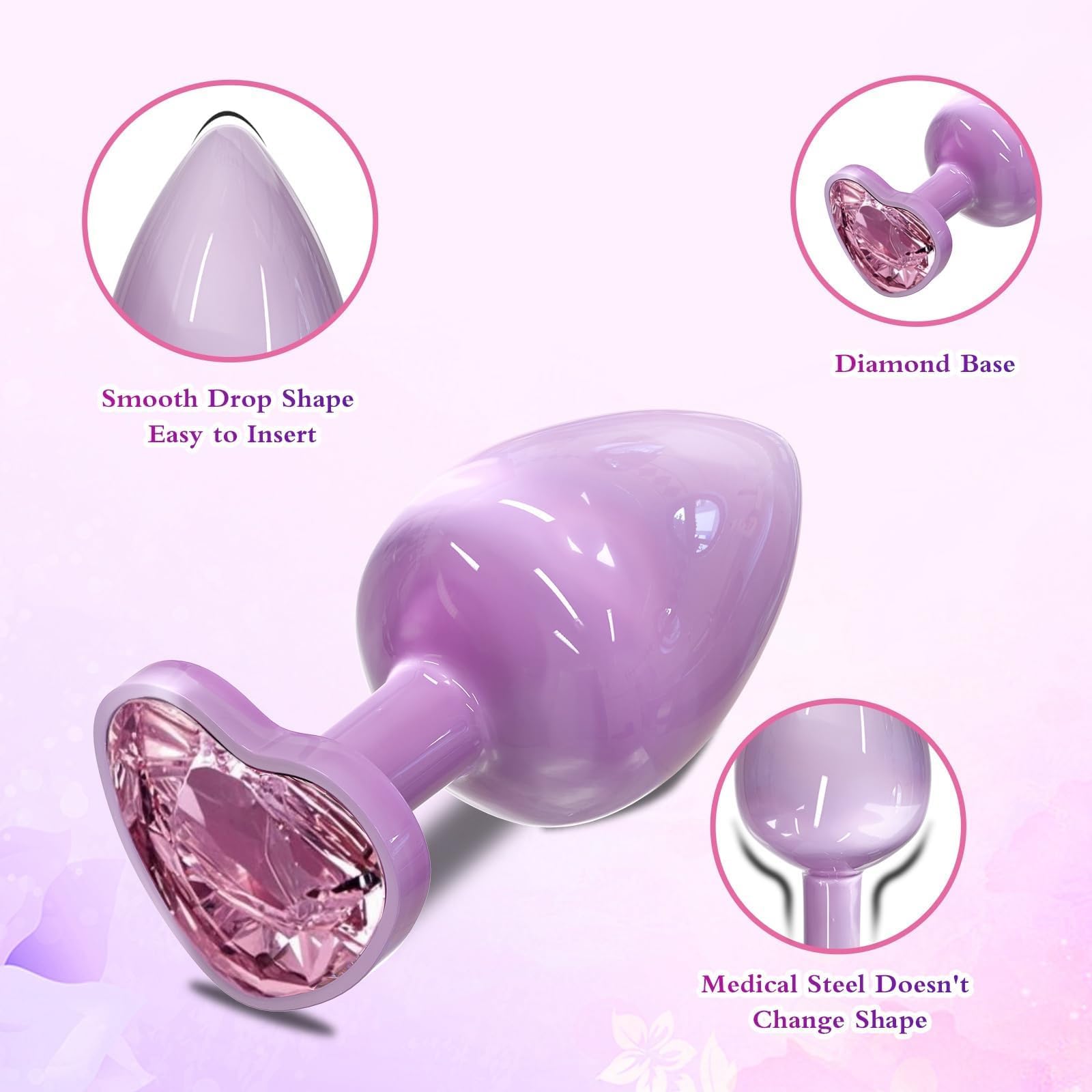 Anal Plugs Small Butt Plug for Beginners,Adult Aanl Toys with Heart-Shaped Jewelry Base,G Spot Sex Toy Anal Sex Adult Toy for Beginner Adult Unisex Women and Men Couple (Small Pink)