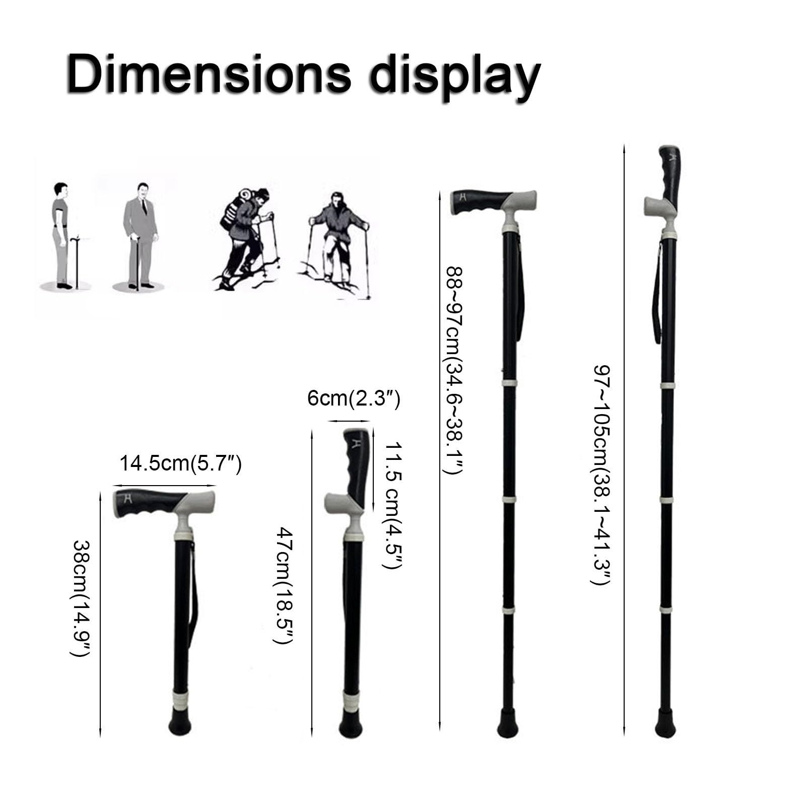 Bastón Trekking Plegables Bastones Senderismo Compactos | para viajes 1 paquete de Bastones de Senderismo telescópicos muletas de asistencia para personas mayores(A,38~105cm)