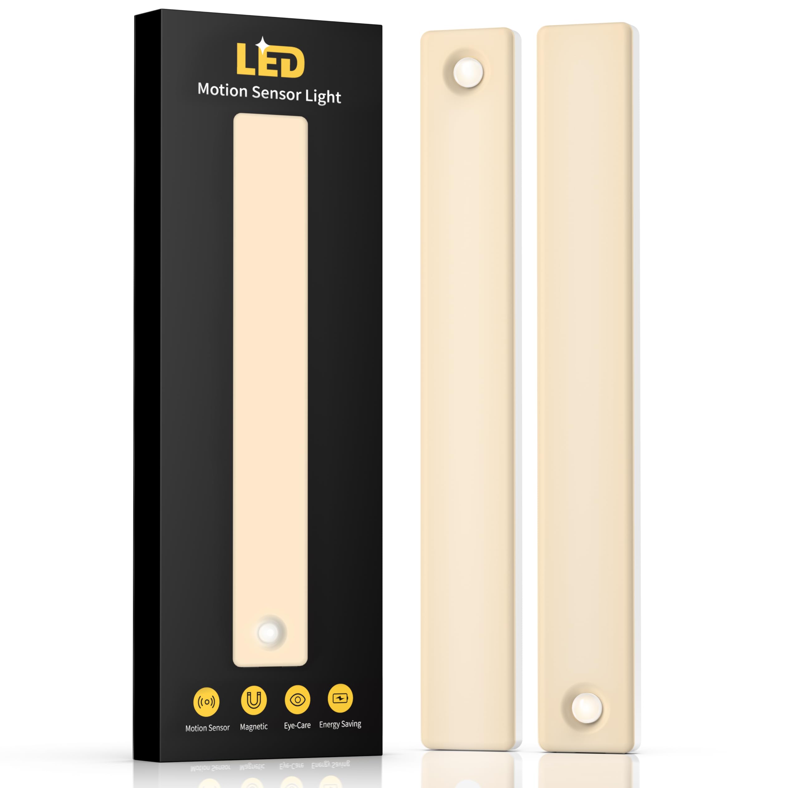 Auxoda 13 Inch Under Cabinet Lighting 3000K Warm White, Motion Sensor Wireless LED Closet Lights, USB Rechargeable Dimmable Lighting for Kitchen & Bedroom