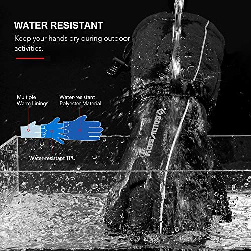 Andoer Luvas de esqui Homens Mulheres Luvas quentes de inverno Luvas de neve à prova de vento Luvas