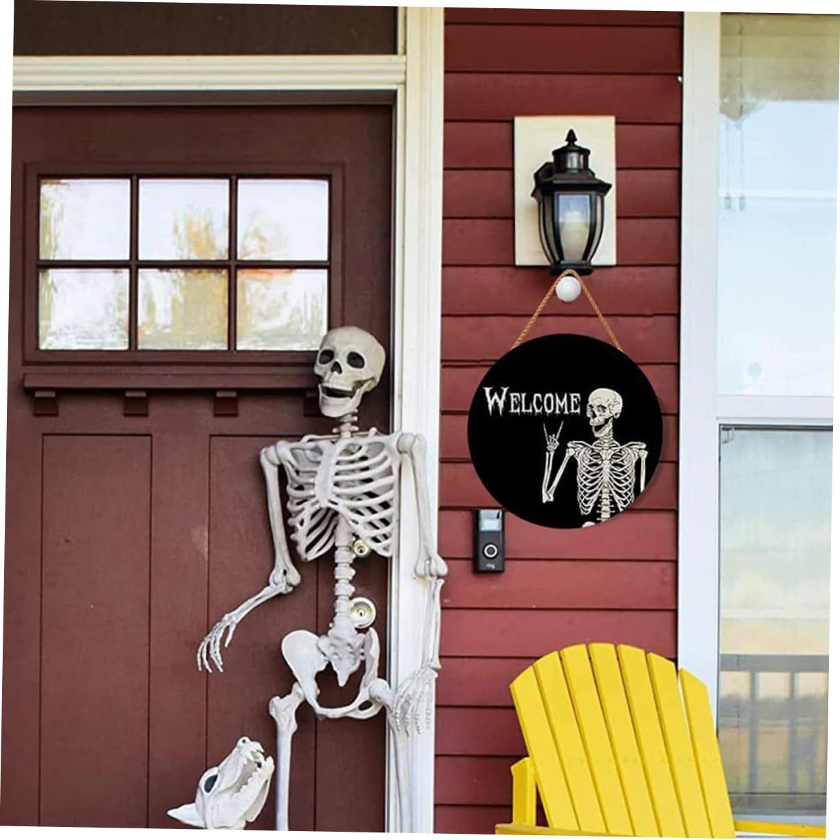 Ciieeo 4 Pz Decorazione Scheletro di Halloween Etichetta Appesa di Halloween Decorazione di Segni di Porta di Benvenuto del della Porta Corda di