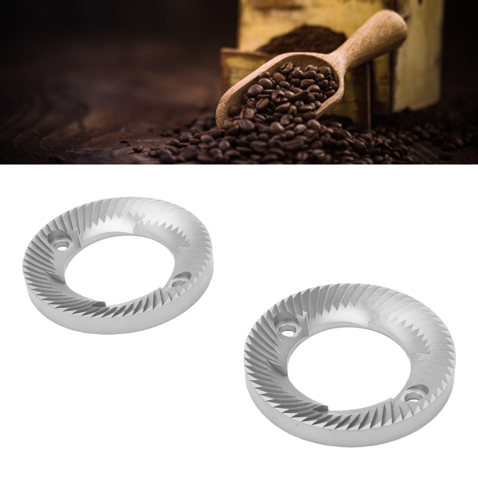Tangxi Molinillo de café de 60MM, Repuesto de Rebabas Planas para Molienda Consistente, Acero Inoxidable, Alto Rendimiento, 2 uds.