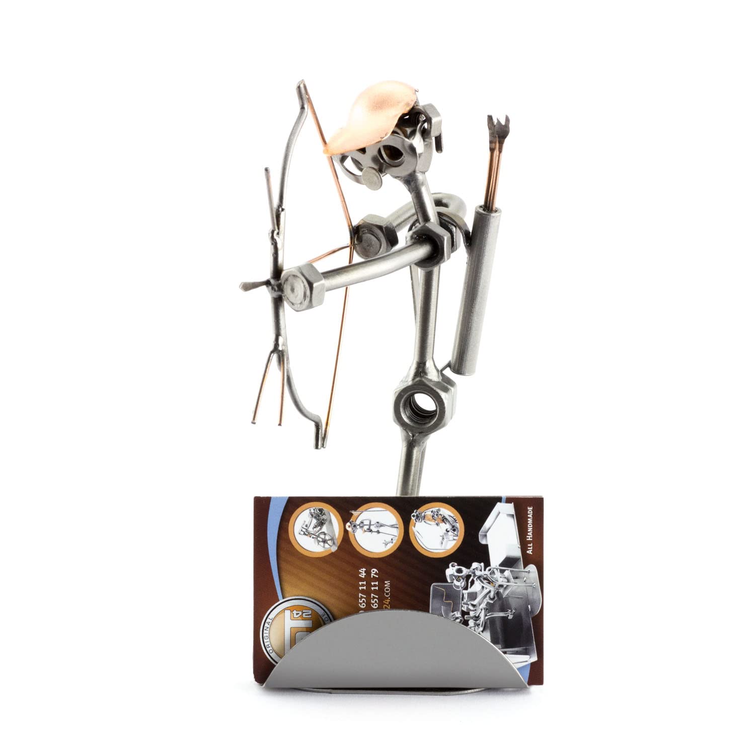 Steelman24 I Omini di Viti Arciere con Portabiglietti da Visita I Idee Regalo Originale I Soprammobili in Metallo I Modellino