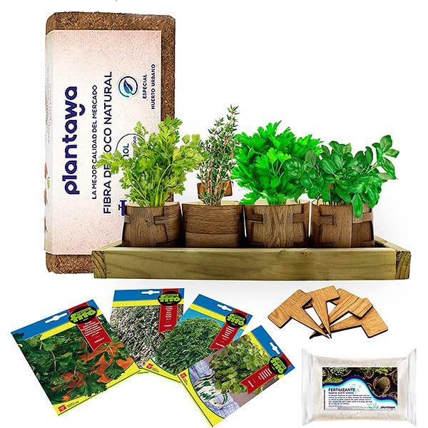 PLANTAWA Kit de Cultivo Growbag, Kit Completo para Cultivar Hierbas Aromáticas y Culinarias, Semillas Huerto Urbano para Casa Jardín Decoración Plantas Ecológicas Interior y Exterior