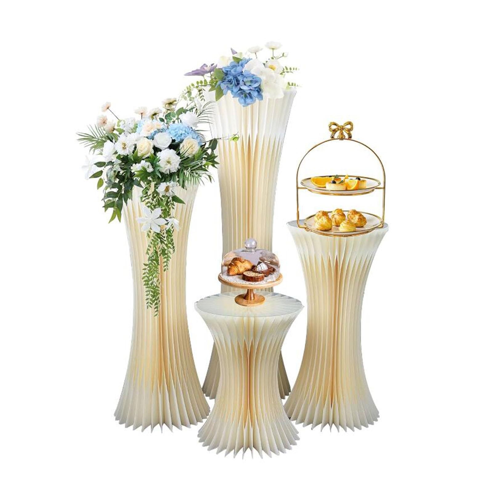 CXGfdghD plinth， 4PCS Cylinder Pedestal Stands Parties, Foldable Paper Columns Roman Pillar, Dessert Table