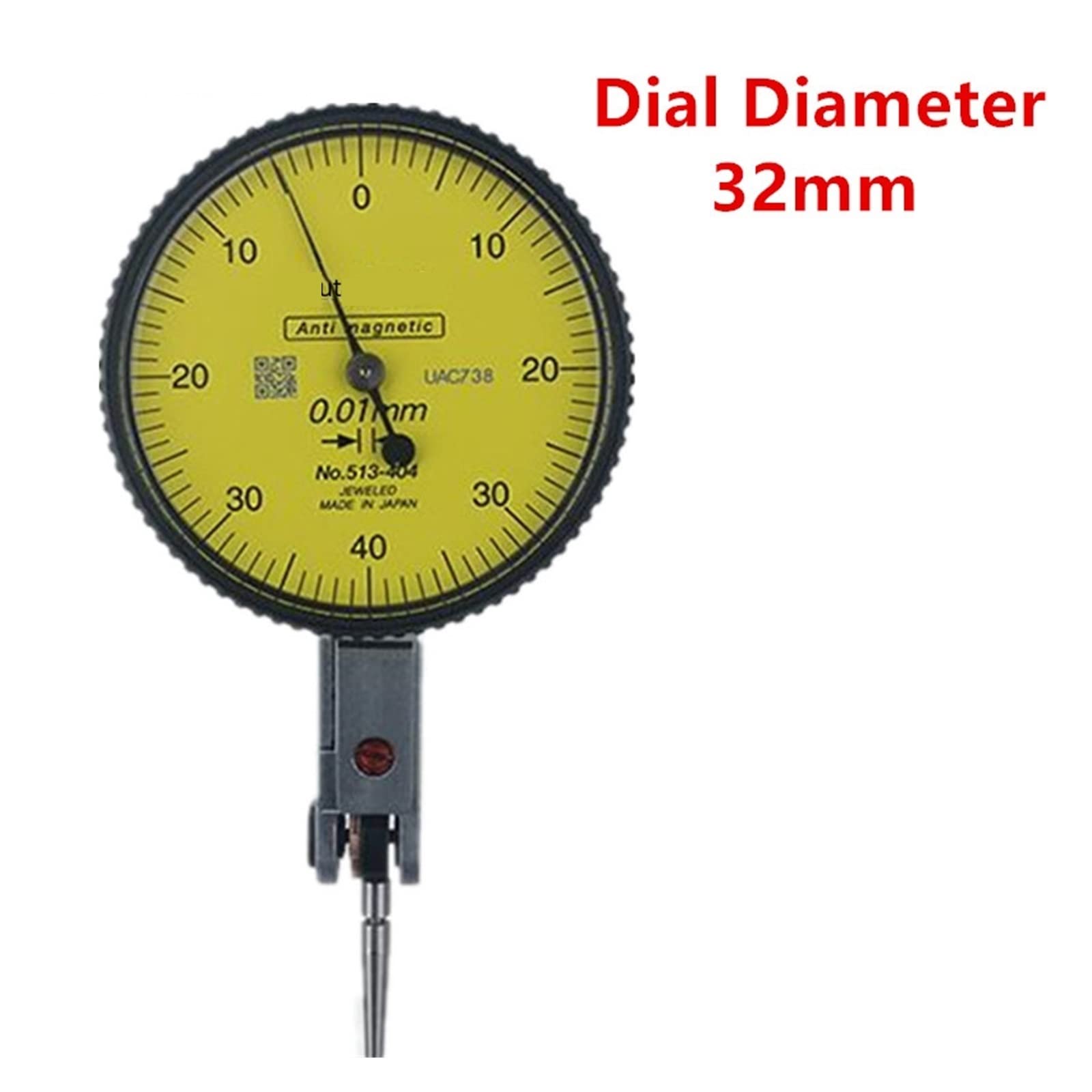 Comparatore Centesimale, Indicatore a quadrante 513-404 Precisione comparatore da tavolo a leva analogica 0,01 Gamma 0-0,8 mm Diametro 40 mm 32 mm Strumento di misurazione per Falegnameria, Officine,