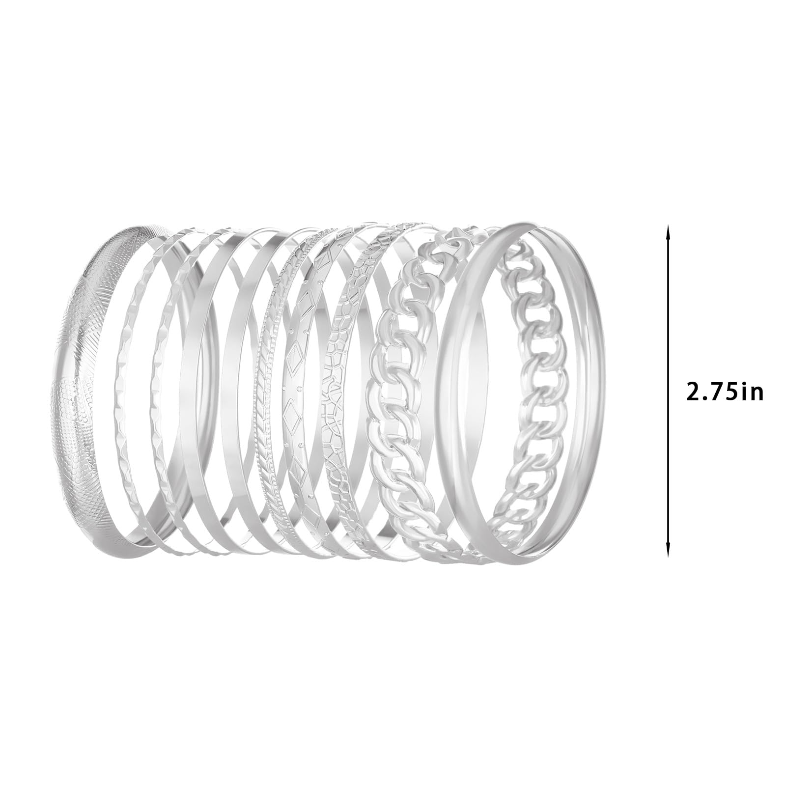 AYNKH 10 szt. bransoletek dla kobiet, minimalistyczna bransoletka w stylu boho, vintage regulowane bransoletki do układania w stos, etniczne błyszczące teksturowane indyjskie bransoletki dla kobiet na