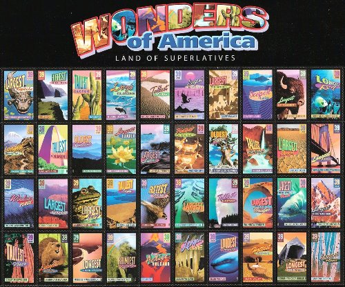 Feuille US Stamp 2006 Wonders of America 40 Stamp Sheet Scott 4033-72 Philatélie Américaine