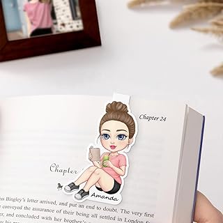 Marque-page personnalisé, personnage de dessin animé personnalisé et nom sur marque-pages magnétiques, cadeaux mignons pour femmes